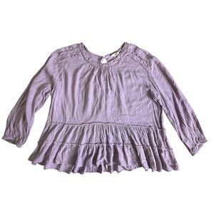 Altar’d State Blouse Lavender M Rayon Boho Feminine Peplum Top Shirt Ruffles